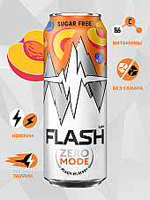 Напиток безалкогольный тонизирующий газированный витаминизированный "Флэш Ап Энерджи Зеро Мод"("Flash Up Energy Zero Mode") со вкусом персика и голубики Банка 0,45л